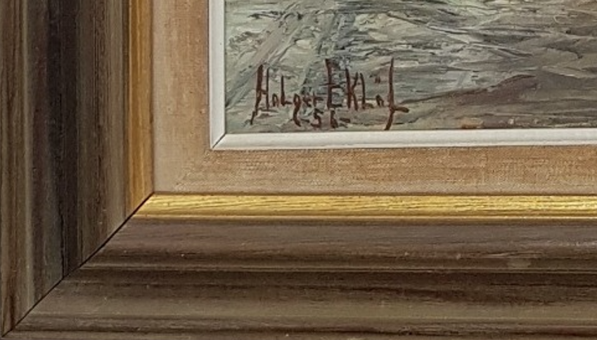 Original 1956 Swedish Impressionist Oil Painting "Southern Village Scene" by Holger Eklöf (73x65 cm)
