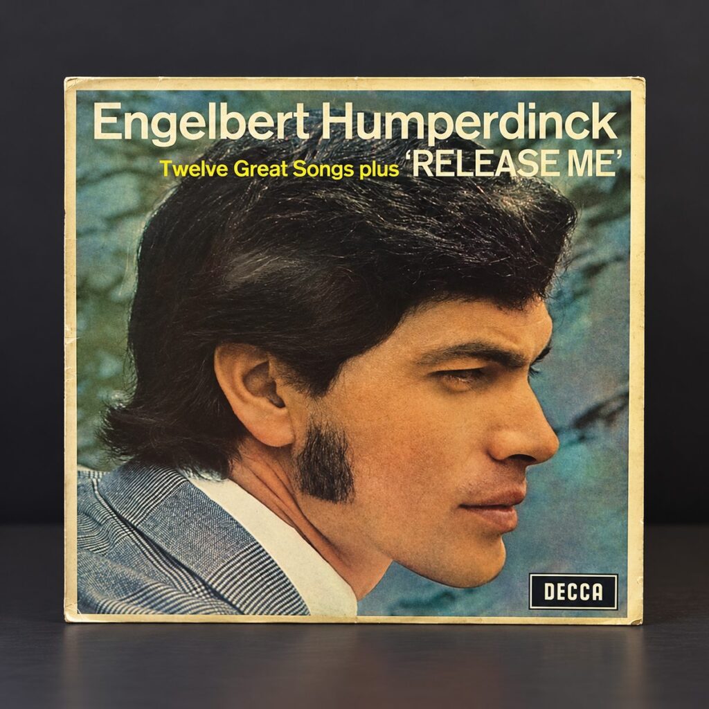 Vintage Engelbert Humperdinck Twelve Great Songs Plus Release Me vinyl LP with original portrait cover, released by Decca Records, 1967 album.